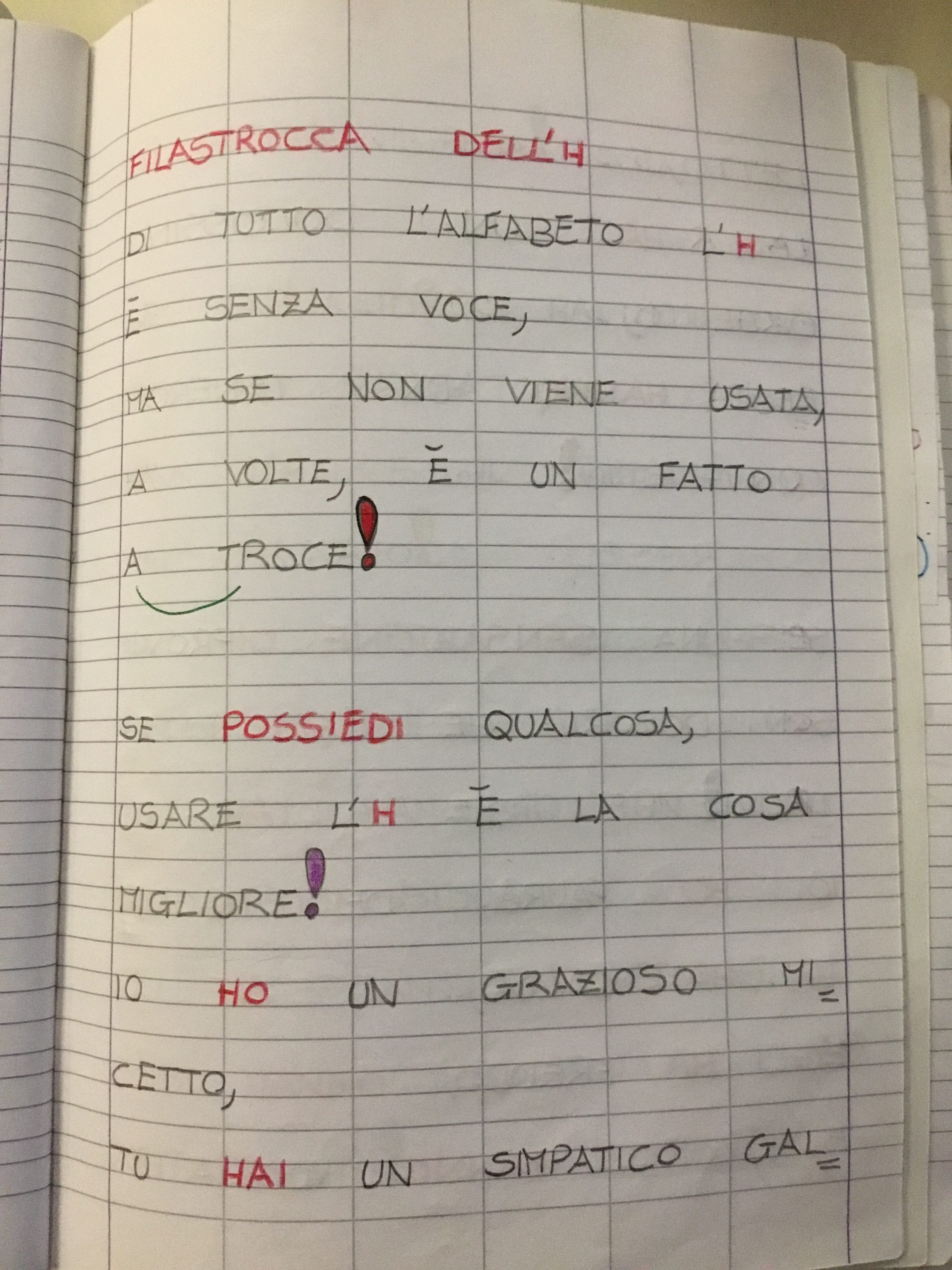 Quaderno Di Italiano Classe Ii Uso Dell H Blog Di Maestra Mile