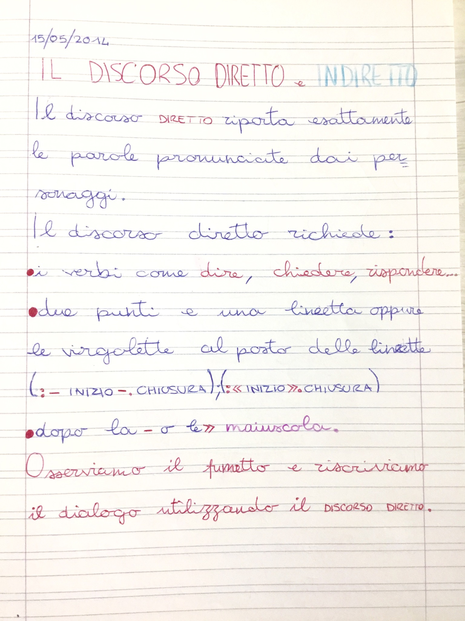 Quaderno Di Italiano Classe 3 Discorso Diretto Discorso Indiretto Blog Di Maestra Mile